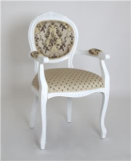 Кресло "Орион-2" п/м (Белый  / ткань Креам 110+109)без патины
